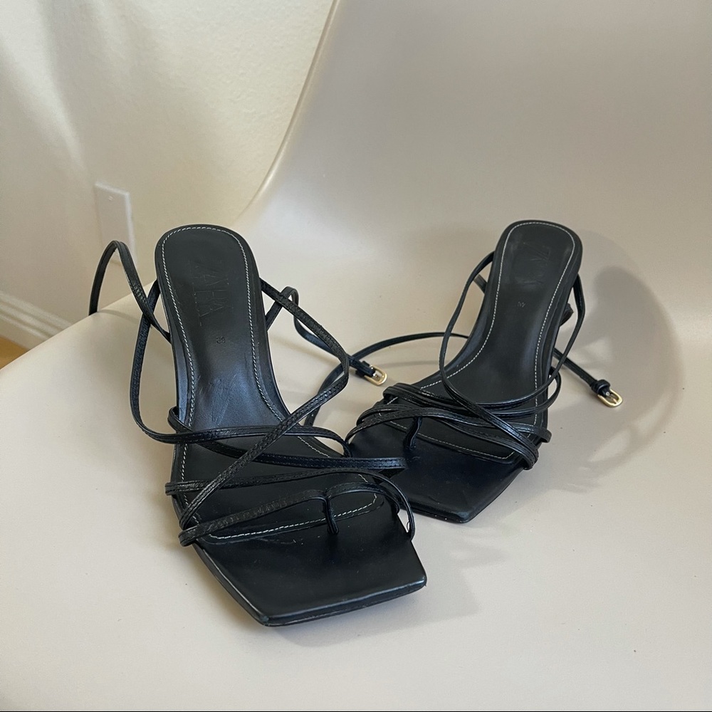 Black Zara Strappy Heels - Size 9.5